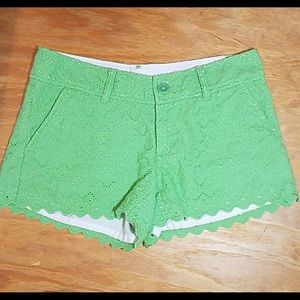 Lilly Pulitzer, lime green eyelet Walsh shorts